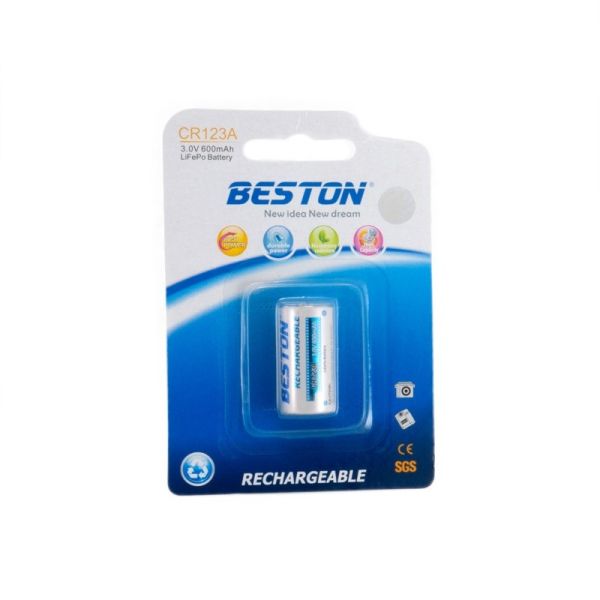 Аккумулятор Beston 16340 (CR123A) 600 mAh, 3V, LiFePo