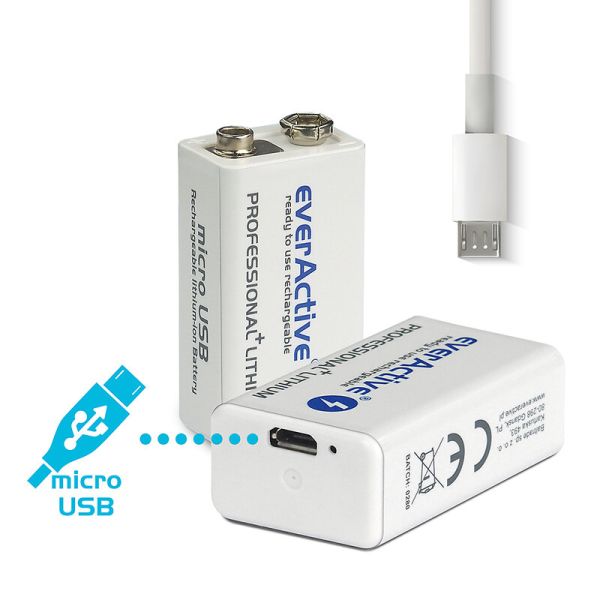 Аккумулятор EverActive 550 mAh Professional КРОНА 9V, Li-ion c USB