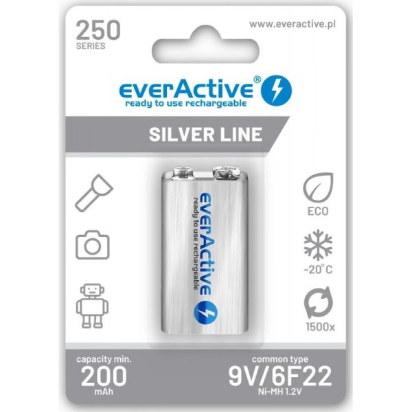 Аккумулятор EverActive Silver Line 250 Series, КРОНА 9V Ni-MH