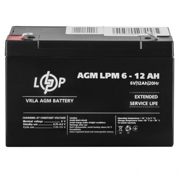 Аккумулятор LogicPower AGM LPM 6V - 12 Ah