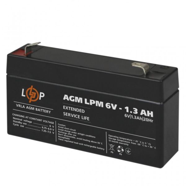 Аккумулятор LogicPower AGM LPM 6V - 1.3 Ah