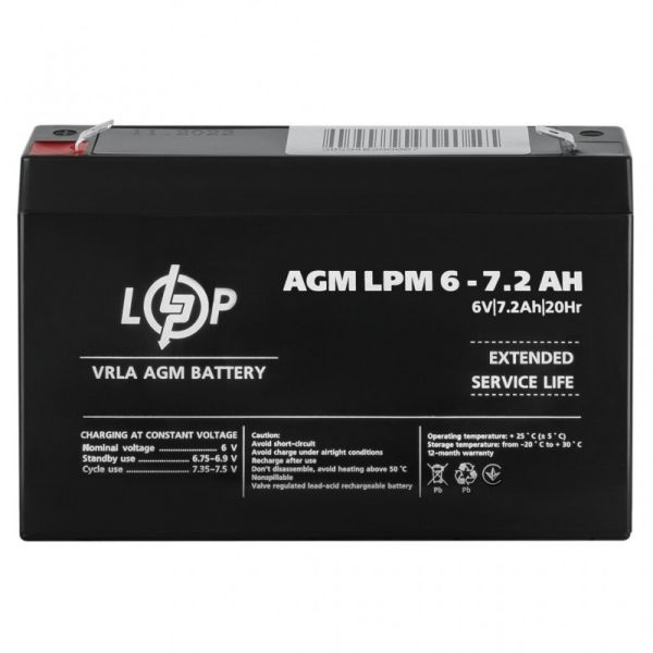 Аккумулятор LogicPower AGM LPM 6V - 7.2 Ah