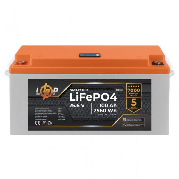 Аккумулятор LogicPower LP LiFePO4 24V (25,6V) - 100 Ah (2560Wh) (BMS 200/100А) LCD для ИБП
