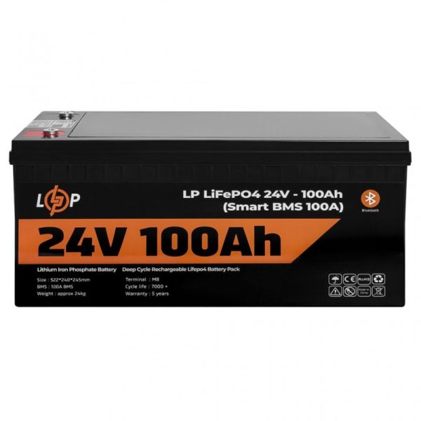 Аккумулятор LogicPower LP LiFePO4 24V (25,6V) - 100 Ah (2560Wh) (Smart BMS 100А) с BT для ИБП