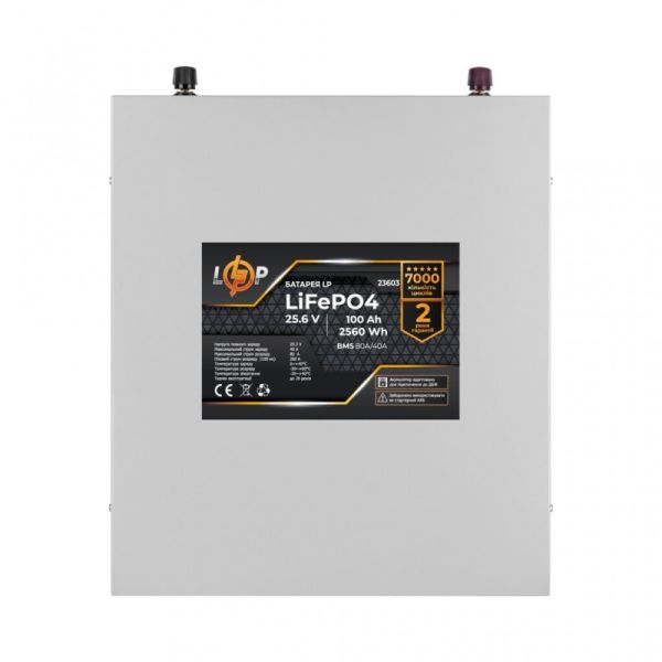 Аккумулятор LogicPower LP LiFePO4 25,6V - 100 Ah (2560Wh) (BMS 80A/40А) металл для ИБП