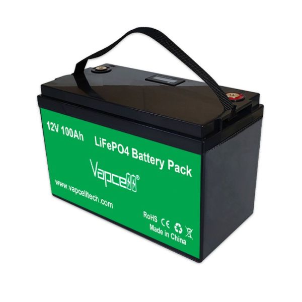 Аккумулятор Vapcell 12V (12,8V) 100 Ah, LiFePO4, BMS, LCD, клемма M8