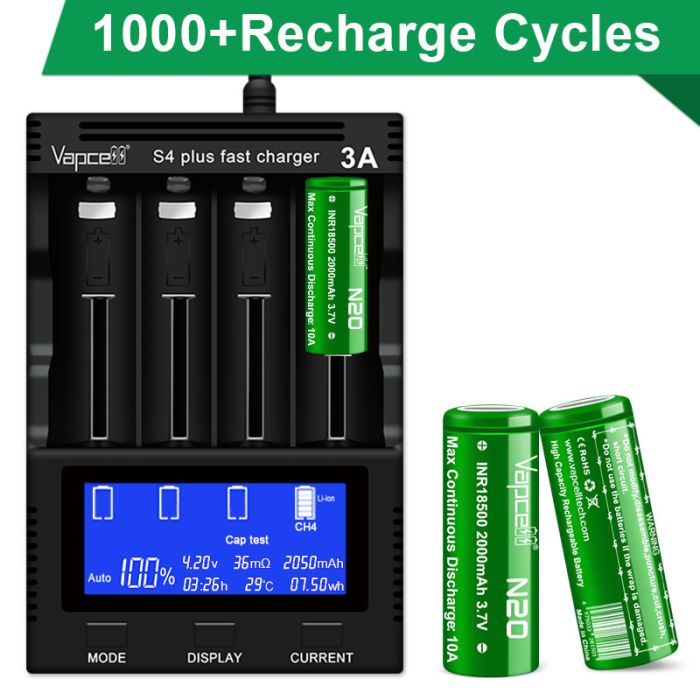 Аккумулятор Vapcell N20 INR18500 2000 mah, 10A, Li-ion 3.7V