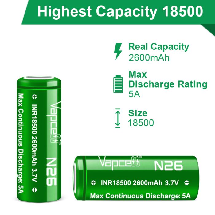 Аккумулятор Vapcell N26 INR18500 2600 mah, 5A, Li-ion 3.7V