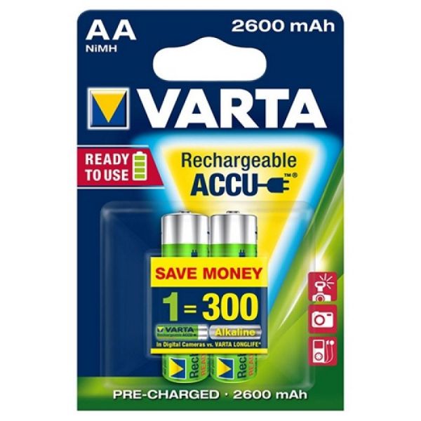 Аккумулятор VARTA Rechargeable Accu AA 2600mAh, 2 шт./уп. (05716101402)