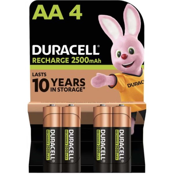 Аккумулятори Duracell Recharge AA 2500 mAh, Ni-MH 1.2V, 4 шт./уп.