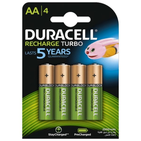 Аккумуляторы Duracell Recharge Turbo АА 2500 mAh, 4 шт./уп.