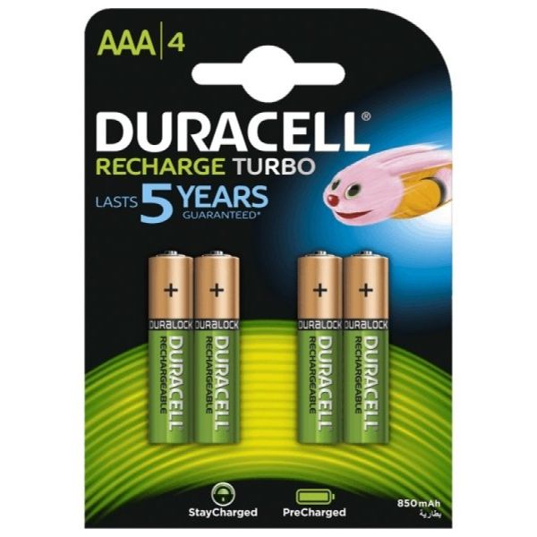 Аккумуляторы Duracell Recharge Turbo ААA 900 mAh, 4 шт./уп.