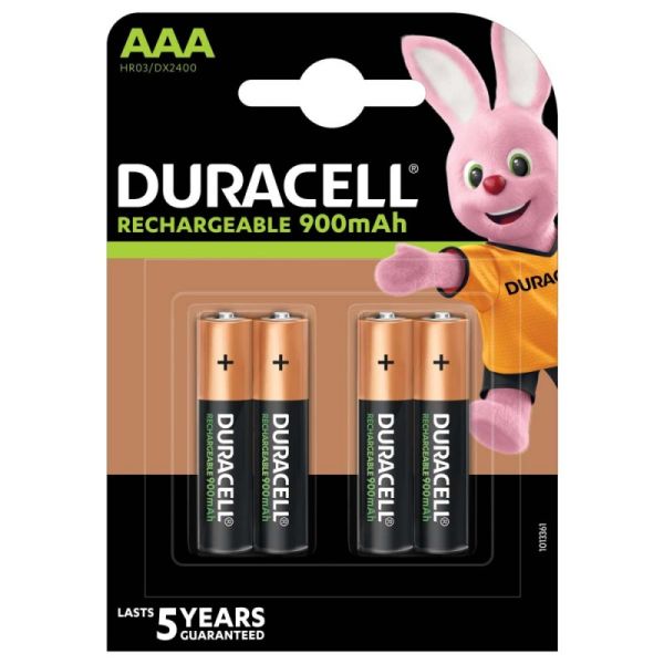 Аккумуляторы Duracell Rechargeable ААA 900 mAh, 4 шт./уп.