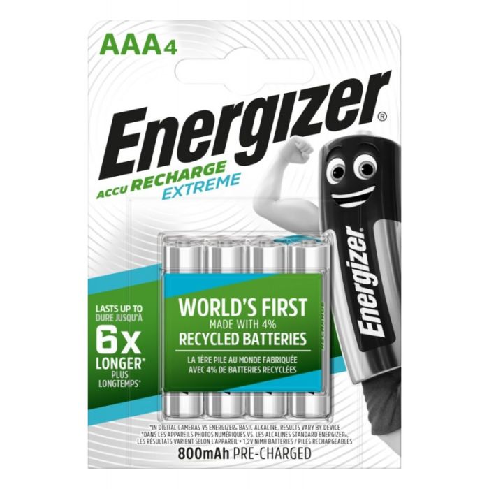 Аккумуляторы Energizer Recharge Extreme AAA 800 mAh, LSD Ni-MH, 4 шт./уп.