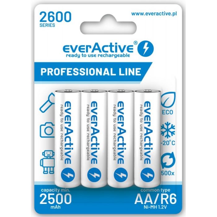 Аккумуляторы EverActive Professional Line AA 2600 Series, 4 шт./уп.