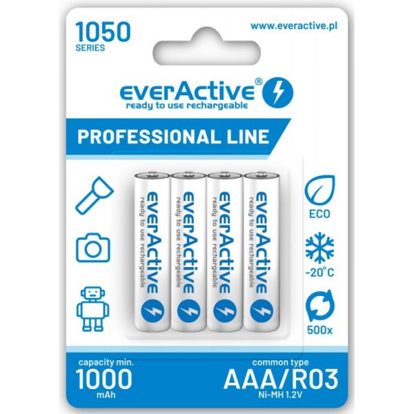 Аккумуляторы EverActive Professional Line AAA 1050 Series, 4 шт./уп.
