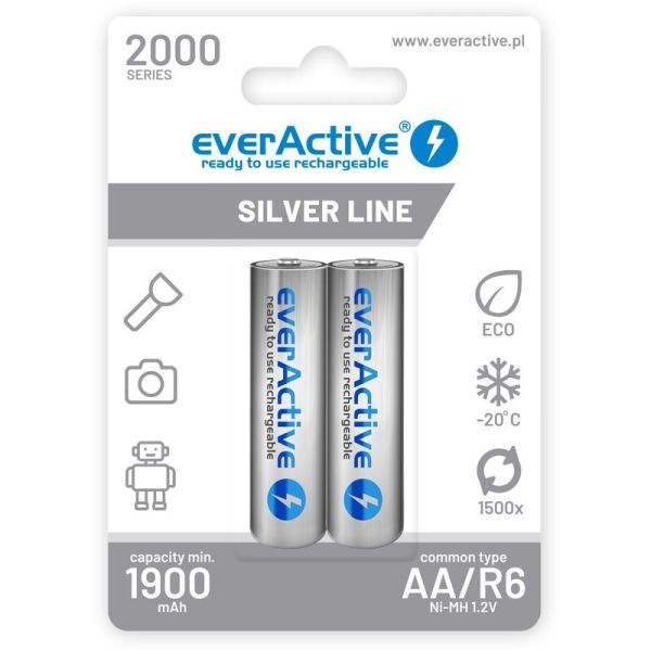 Аккумуляторы EverActive Silver Line AA 2000 Series, 2 шт./уп.