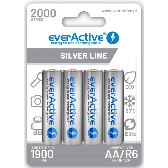 Аккумуляторы EverActive Silver Line AA 2000 Series, 4 шт./уп.