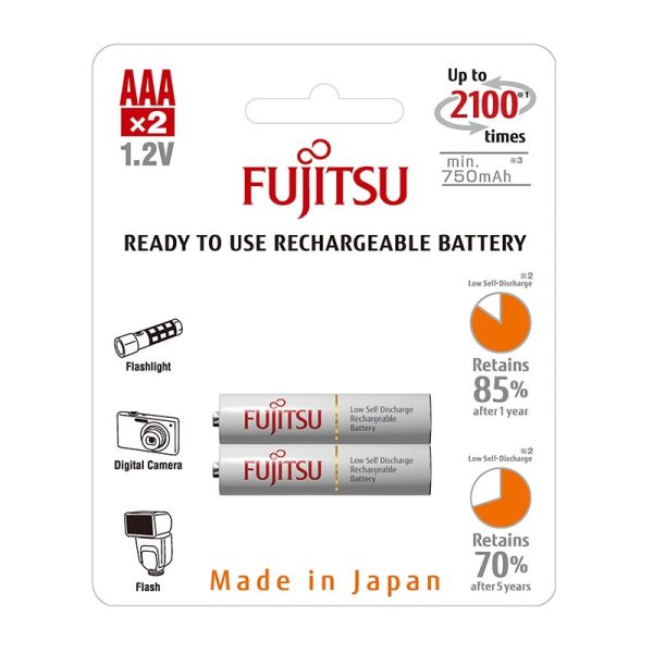 Аккумуляторы Fujitsu AAA 800 mAh, 2 шт./уп., (HR-4UTCEU(2B))