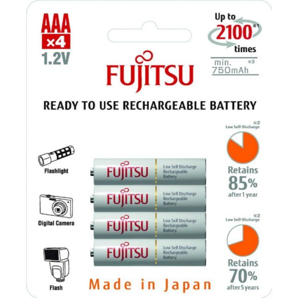 Аккумуляторы Fujitsu AAA 800 mAh, 4 шт./уп., (HR-4UTCEU(4B))