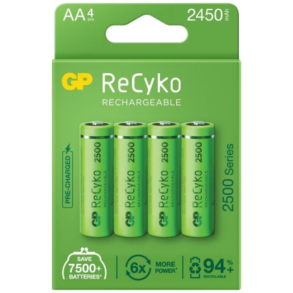 Аккумуляторы GP Recyko АА 2500 Series, LSD Ni-MH 1.2V, 4 шт./уп.