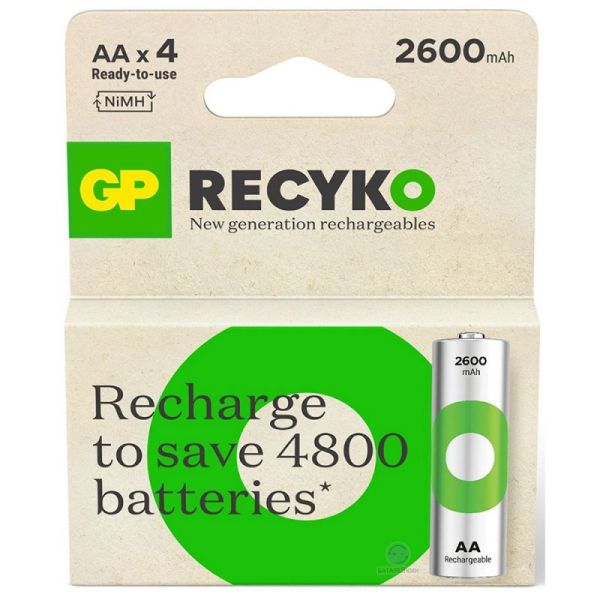 Аккумуляторы GP Recyko AA 2600 mah, Ni-MH 1.2V, 4 шт./уп.