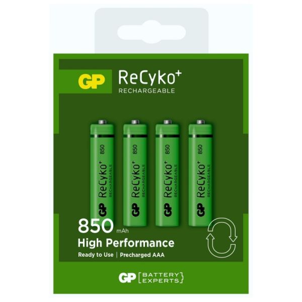 Аккумуляторы GP Recyko+ ААA 850 mAh High Performance, 4 шт./уп.