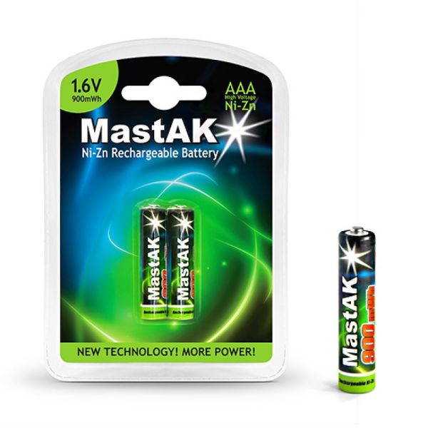 Аккумуляторы MastAK AAA 900mWh Ni-Zn 1.6V, 2 шт./уп.