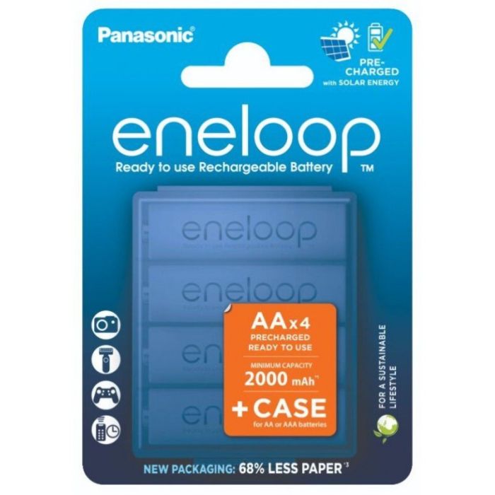 Аккумуляторы Panasonic Eneloop AA 2000 mAh, 4 шт./уп. + кейс (BK-3MCDEC4CP)