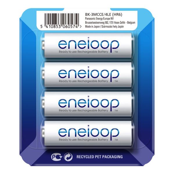 Аккумуляторы Panasonic Eneloop AA 2000 mAh (min.1900mah), 4 шт./уп. Sliding Pack, (BK-3MCCE/4LE)