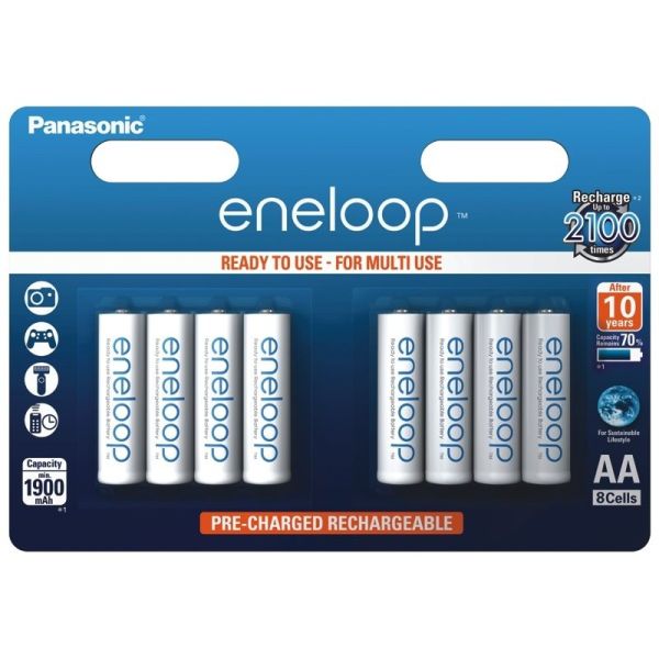 Аккумуляторы Panasonic Eneloop AA 2000 mAh (min.1900mAh), 8 шт./уп. (BK-3MCCE/8BE)