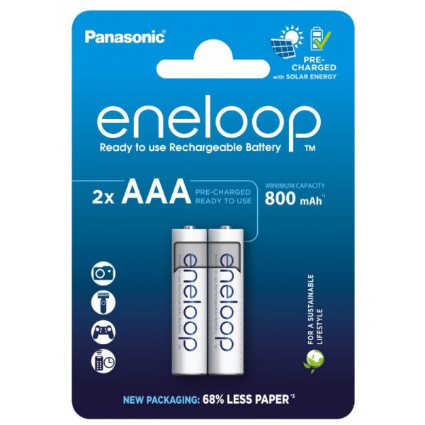Аккумуляторы Panasonic Eneloop AAA 800 mAh, 2 шт./уп. (BK-4MCDE/2CP)
