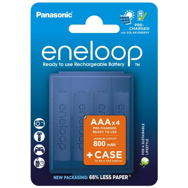 Аккумуляторы Panasonic Eneloop AAA 800 mAh, 4 шт./уп.+ кейс (BK-4MCDEC4CP)