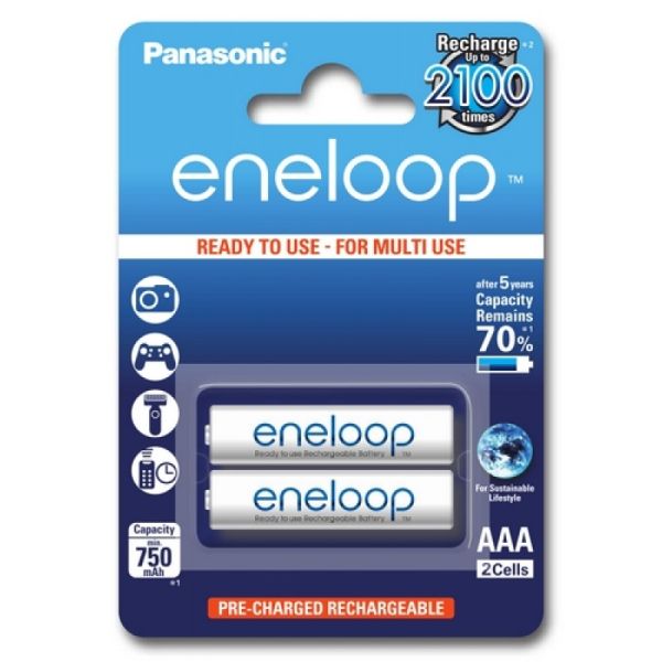 Аккумуляторы Panasonic Eneloop AAA 800 mAh (min.750mah), 2 шт./уп. (BK-4MCCE/2BE)