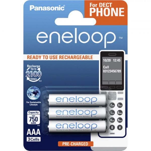 Аккумуляторы Panasonic Eneloop AAA 800 mAh (min.750mah), 3 шт./уп. (BK-4MCCE/3DE)
