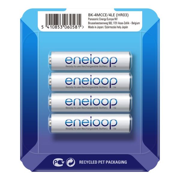 Аккумуляторы Panasonic Eneloop AAA 800 mAh (min.750mah), 4 шт./уп. Sliding Pack, (BK-4MCCE/4LE)