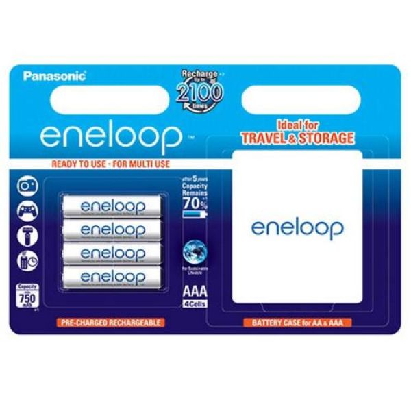 Аккумуляторы Panasonic Eneloop AAA 800 mAh (min.750mah), 4 шт./уп.+кейс (BK-4MCCEC4BE)