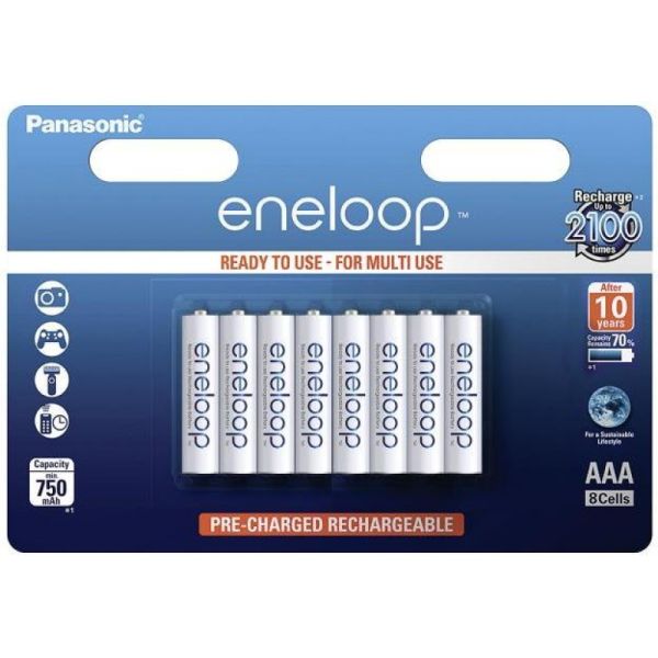 Аккумуляторы Panasonic Eneloop AAA 800 mAh (min.750mah), 8 шт./уп. (BK-4MCCE/8BE)