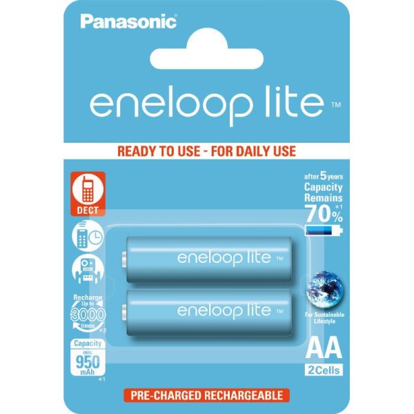 Аккумуляторы Panasonic Eneloop Lite AA 950 mAh, 2 шт./уп.