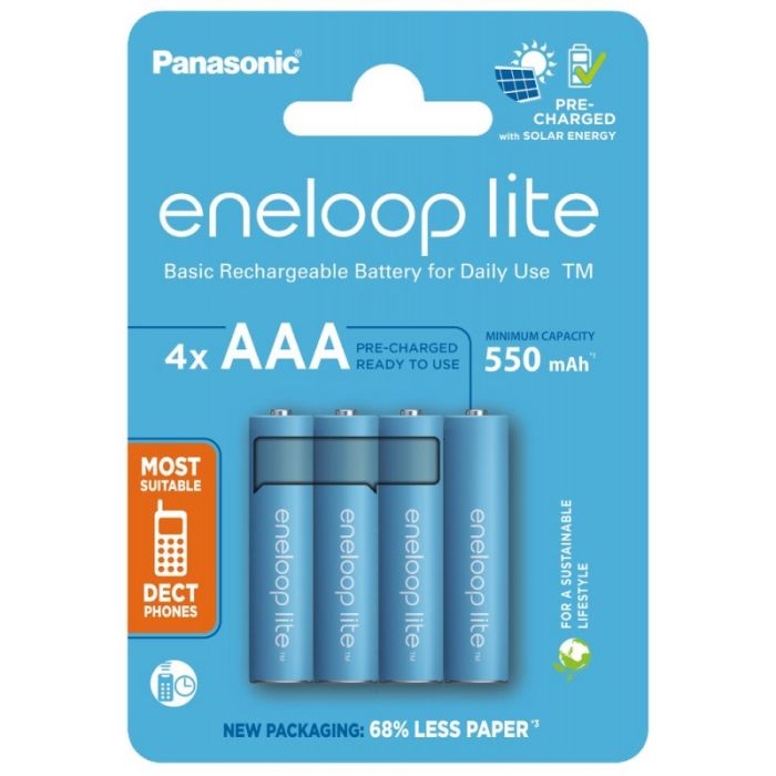 Аккумуляторы Panasonic Eneloop Lite AAA 550 mAh, 4 шт./уп. (BK-4LCCE/4CP)
