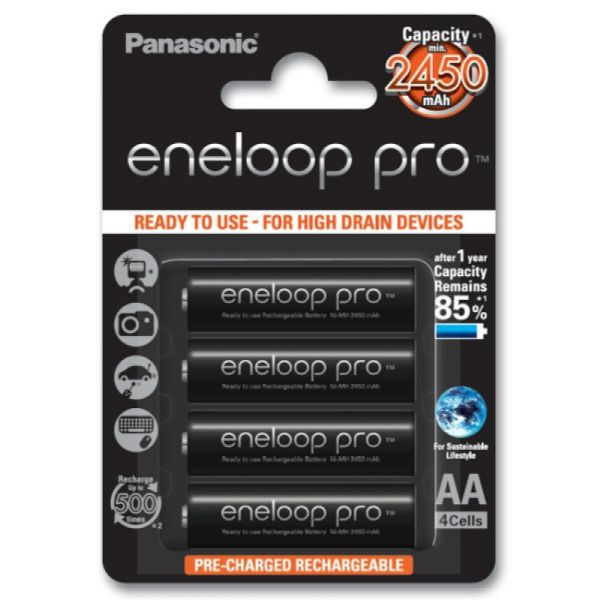 Аккумуляторы Panasonic Eneloop Pro AA 2550 mAh (min.2450mah), 4 шт./уп. (BK-3HCCE/4BE)
