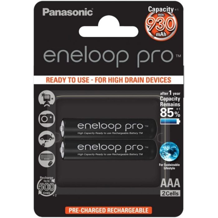 Аккумуляторы Panasonic Eneloop Pro AAA 930 mAh, 2 шт./уп. (BK-4HCDE/2BE)