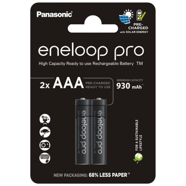 Аккумуляторы Panasonic Eneloop Pro AAA 930 mAh, 2 шт./уп. (BK-4HCDE/2CP)