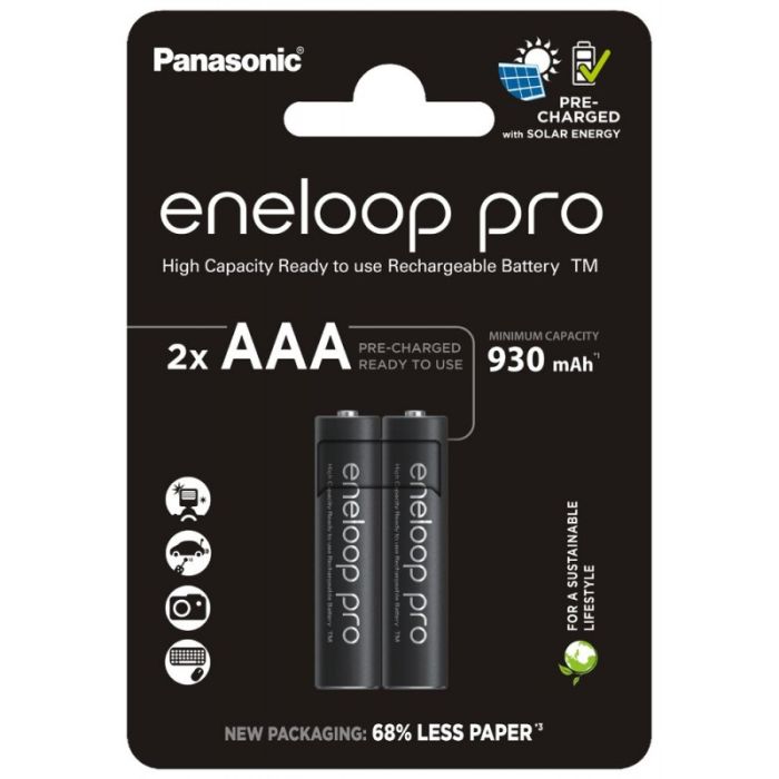 Аккумуляторы Panasonic Eneloop Pro AAA 930 mAh, 2 шт./уп. (BK-4HCDE/2CP)
