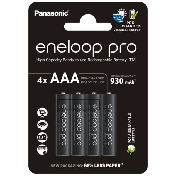 Аккумуляторы Panasonic Eneloop Pro AAA 930 mAh, 4 шт./уп. (BK-4HCDE/4CP)