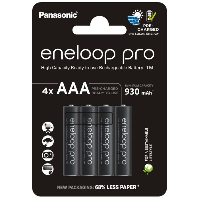 Аккумуляторы Panasonic Eneloop Pro AAA 930 mAh, 4 шт./уп. (BK-4HCDE/4CP)