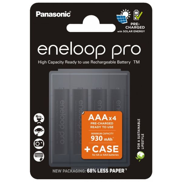 Аккумуляторы Panasonic Eneloop Pro AAA 930 mAh, 4 шт./уп.+кейс (BK-4HCDEC4CP)