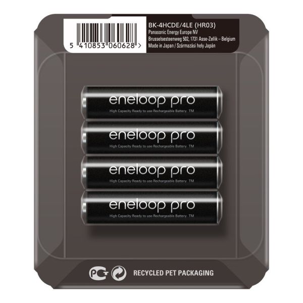 Аккумуляторы Panasonic Eneloop Pro AAA 950 mAh (min.930mah), 4 шт./уп. Sliding Pack, (BK-4HCDE/4LE)