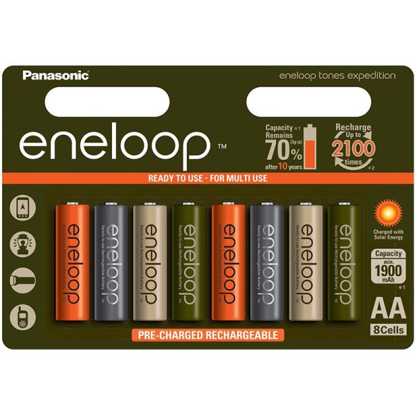 Аккумуляторы Panasonic Eneloop Tones Expedition АА 2000 mAh (min.1900mah), 8 шт./уп. (BK-3MCCE/8EE)
