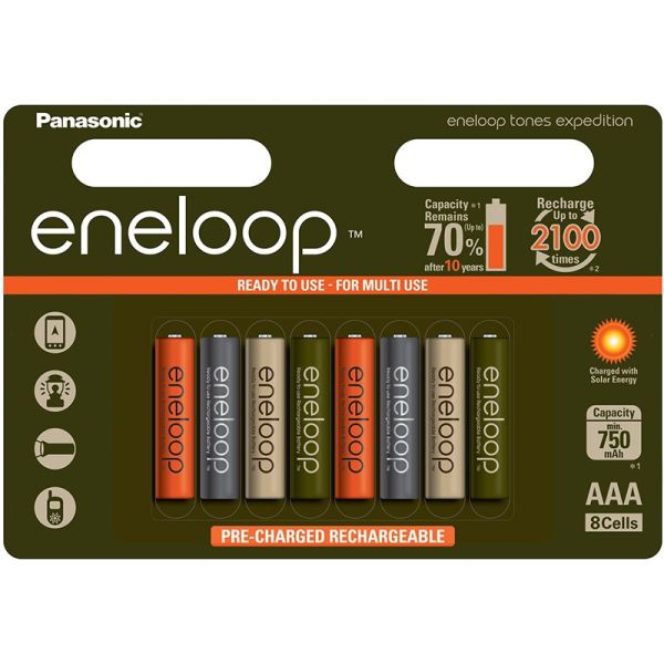 Аккумуляторы Panasonic Eneloop Tones Expedition АAА 800 mAh (min.750mah), 8 шт./уп. (BK-4MCCE/8EE)